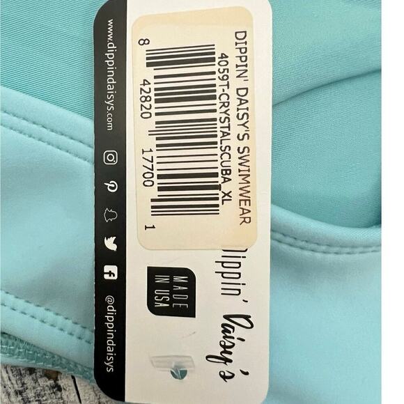 Dippin Daisy’s Swim Top Women’s Sz XL Blue(Crystal)Scuba Material Swimwear NWT - Picture 4 of 11